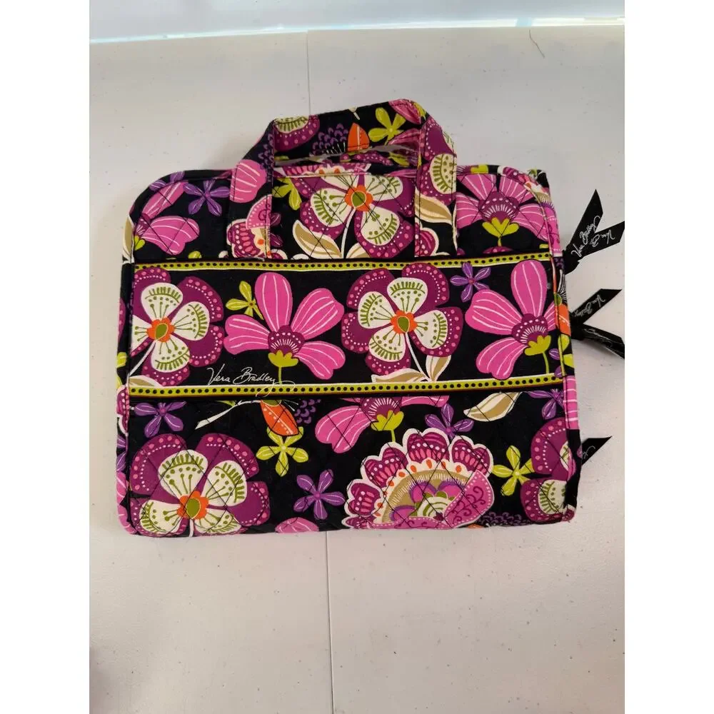 Vera Bradley Travel Bag Flutterby Pink Purple Black Hanging Accessory Carryall